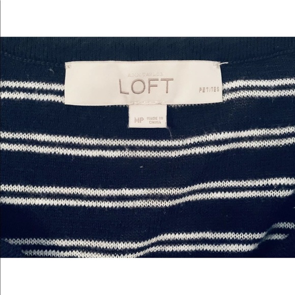 Loft Ann Taylor Navy Blue White Stripe Sweater Women MP Medium Petite - Picture 4 of 5